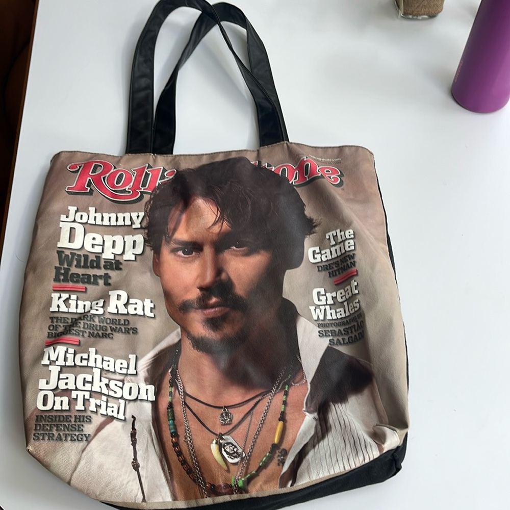 Johnny depp cover of The Rolling Stones tote